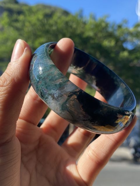 Vòng tay nguyên khối ngọc thủy tảo xanh