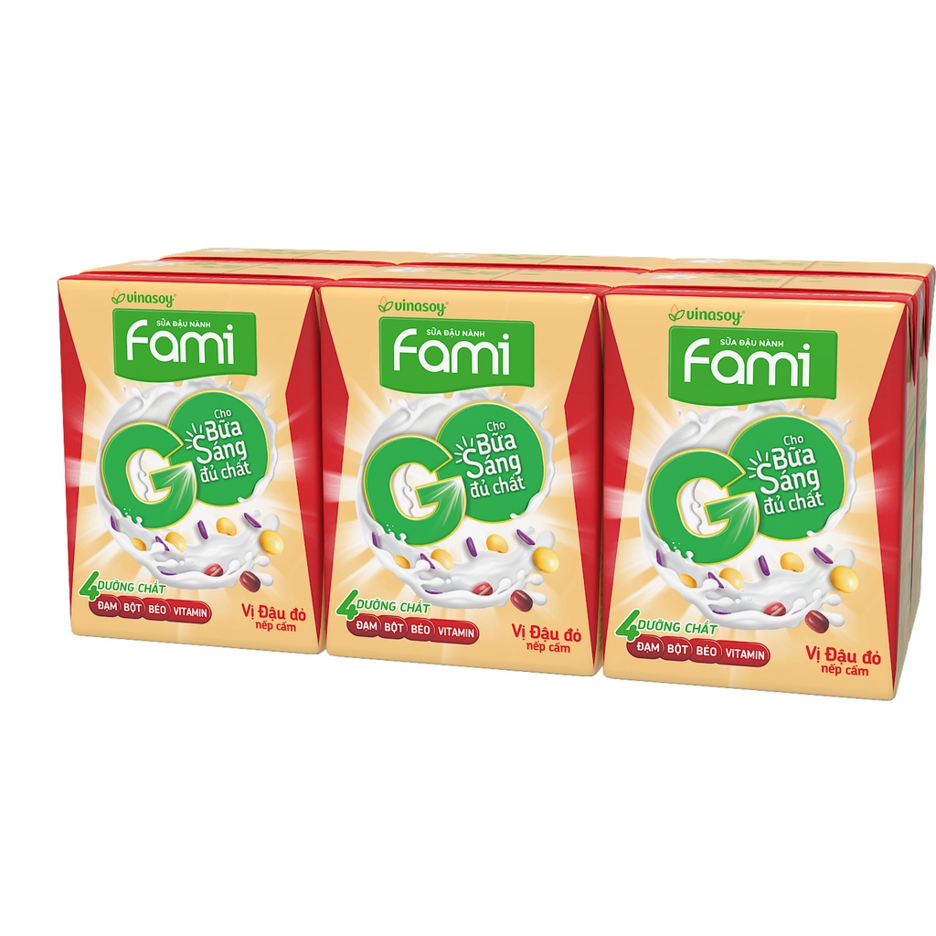 Combo 2 lốc sữa đậu nành Fami Go Đậu đỏ và Fami Go Mè đen (9 hộp x 200ml)