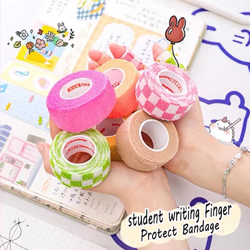 1 Cuộn Băng Đeo Ngón Tay Bằng Vải Không Dệt Co Giãn Họa Tiết Hoạt Hình Thể Thao