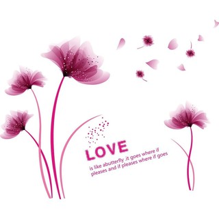 Decal dán tường Hoa pha lê tím hồng