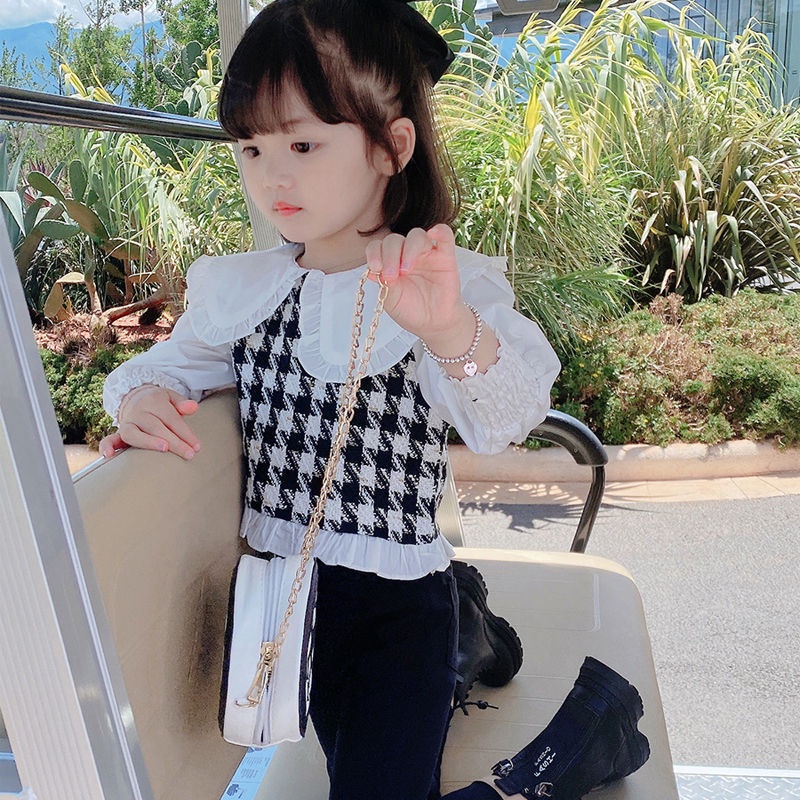 Áo thun tay dài màu trắng phong cách Hàn Quốc kiểu mới mùa thu cho bé gái