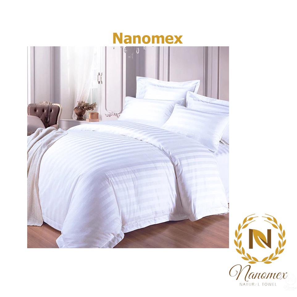 Bộ Drap giường Cotton Khách Sạn Trắng Sọc 1m/m2/m4/m6/m8/2m2 cao cấp ga giường Nanomex