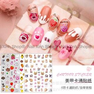 Sticker nail dễ thương / cartoon , dán móng tay ,phụ kiện nail , hình mèo 3D ,gấu 3D