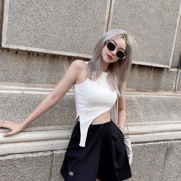 Áo ba lỗ nữ, áo croptop ba lỗ nữ 2 tà cut out phom ôm hở eo sexy đen trắng tập gym yoga đi chơi hàn quốc Wikishop C1058