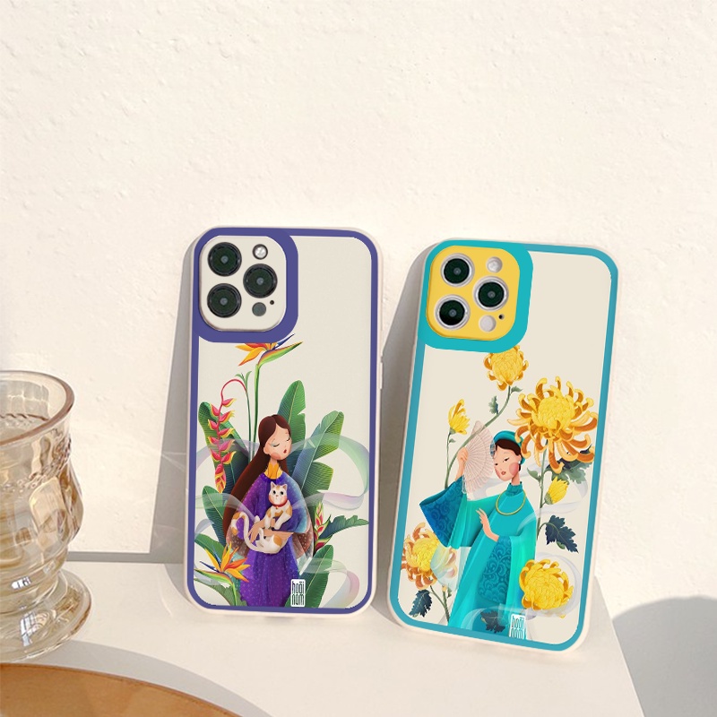 Ốp lưng iphone thiếu nữ cạnh vuông chống sốc cho iphone 11 7plus 8plus x xsmax 11pro max 12pro 12promax13promax tr264