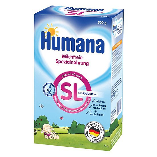 1 Thùng (4 hộp) Sữa bột Humana SL 500gr, dành cho trẻ dị ứng sữa bò date 04/2022