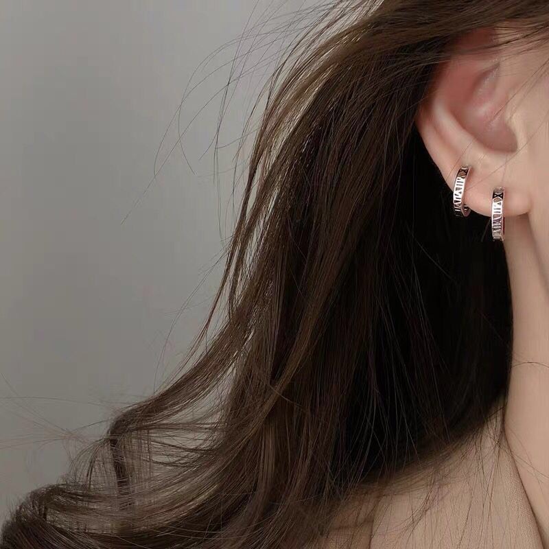 Bông tai bạc 925 khuyên tai bạc nữ kiểu số dạng bấm nhỏ gọn-AURASILER-KT42