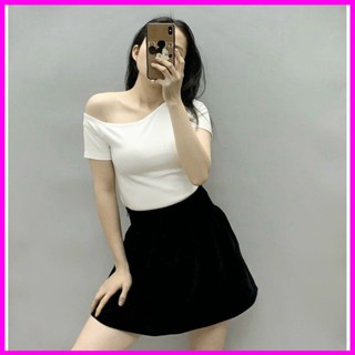 {Aó thun nữ}_ Áo thun hở vai cộc tay _Áo lệch vai tay ngắn nữ chất đẹp
