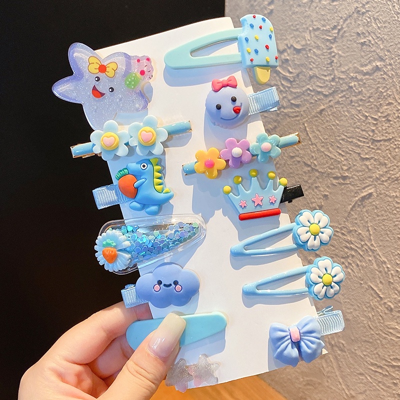 Cartoon Animal Fruit Kids Hair Clip Set Fashion Rainbow Cloud Hairpin Hair Accessories for Women