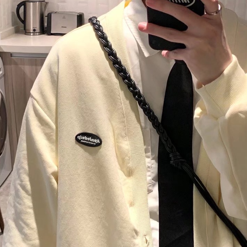Áo cardigan tay dài cổ chữ V màu trơn phong cách Hàn Quốc thời trang sành điệu cho nam