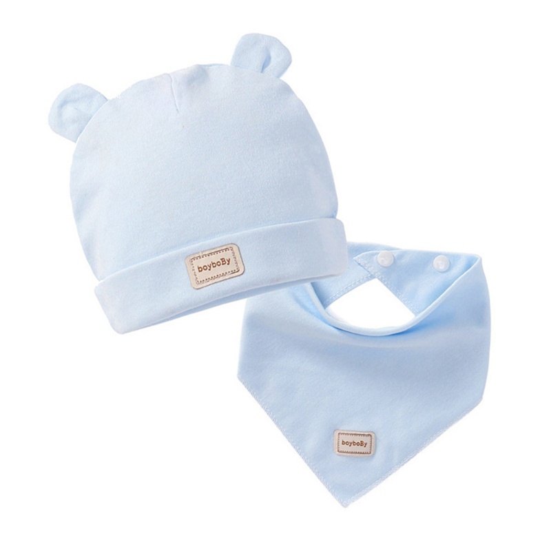 Bộ 2 Yếm Ăn Bằng Cotton Mềm Mại Màu Trơn Giữ Ấm Cho Bé