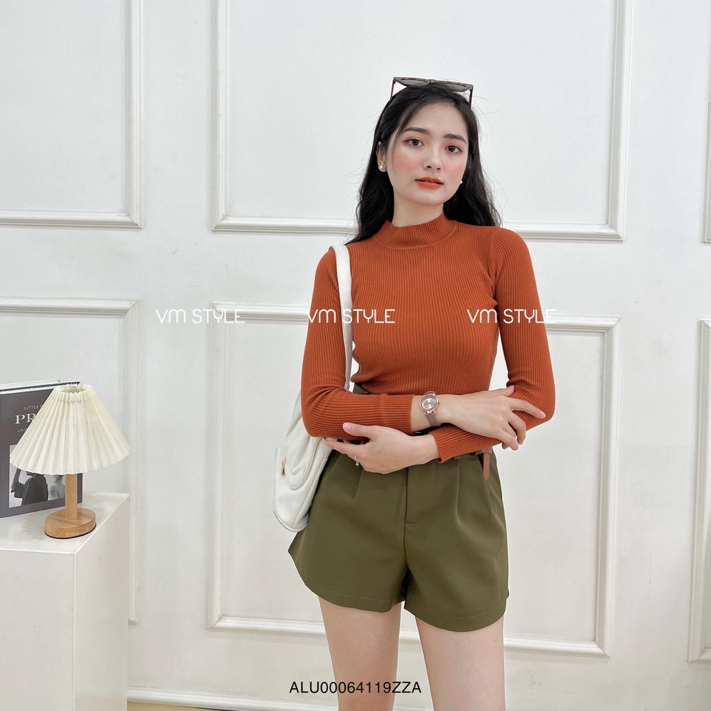 Áo len nữ cổ ba phân VMSTYLE tay dài co giãn nhiều màu thời trang thu đông - ALU00064