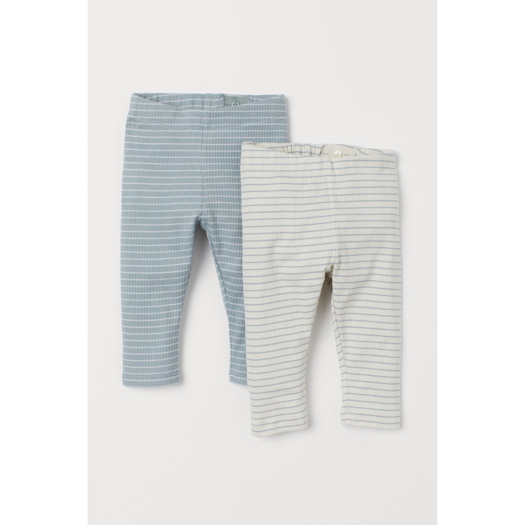 Set 2 quần legging kẻ sọc vải cotton mềm cho bé size 12-18m