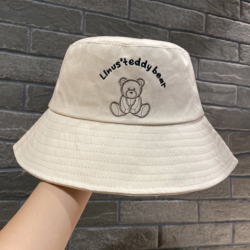 Mũ Bucket Thêu Hình Nón Tai Bèo Vành Cụp Gấu Teddy Bear 463 Nhiều Màu Sắc Ulzzang Form Unisex Nam Nữ - Hazo