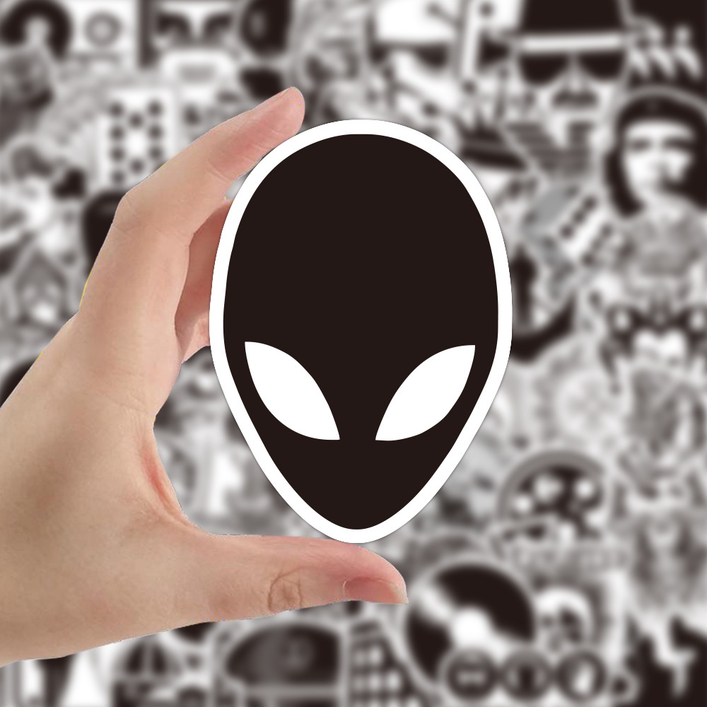 50 sticker TRẮNG ĐEN 3 trang trí Vali, Laptop, Mũ Bảo Hiểm, Xe Máy, Xe Đạp, Đàn 097