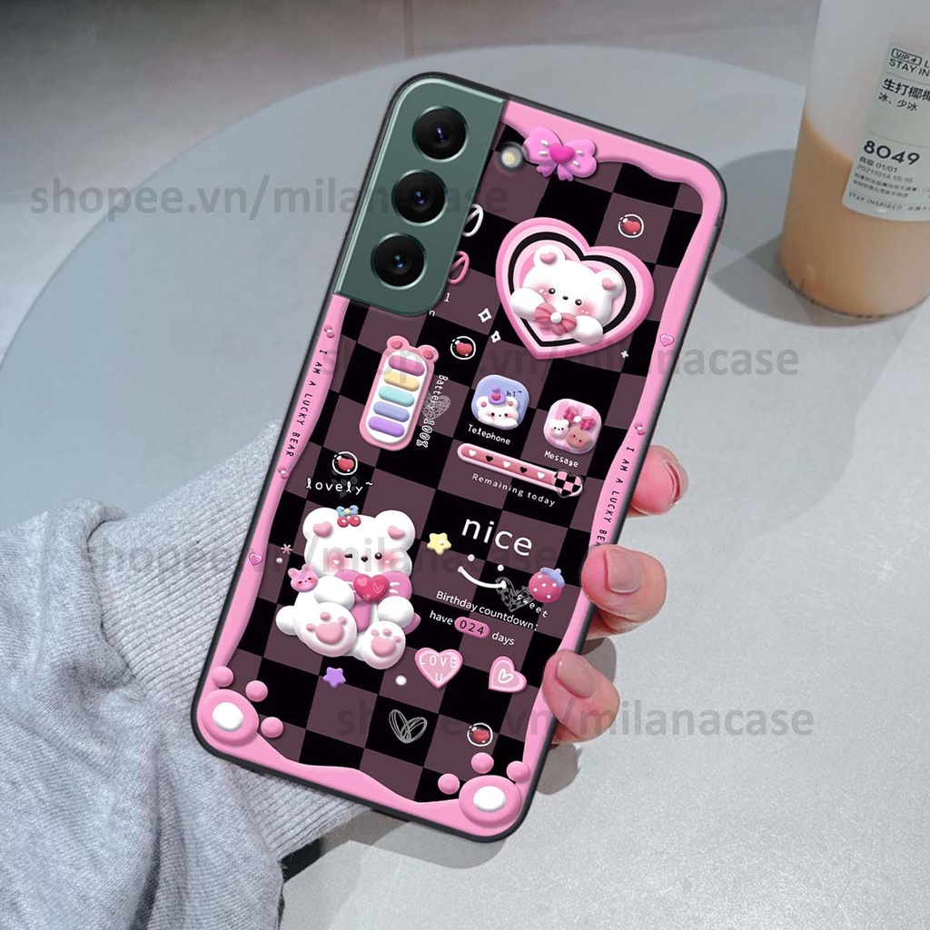 Ốp Samsung S22 / S22 Plus / S22 Ultra / S22+ hình đồng hồ icon gấu mèo cute cực dễ thương ngộ nghĩnh