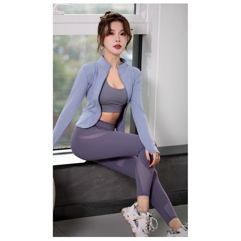 (Giao Hàng Trong 3 Ngày) Quần Dài Thể Thao Yoga Lưng Cao Phối Lưới Thoáng Khí Cho Nữ