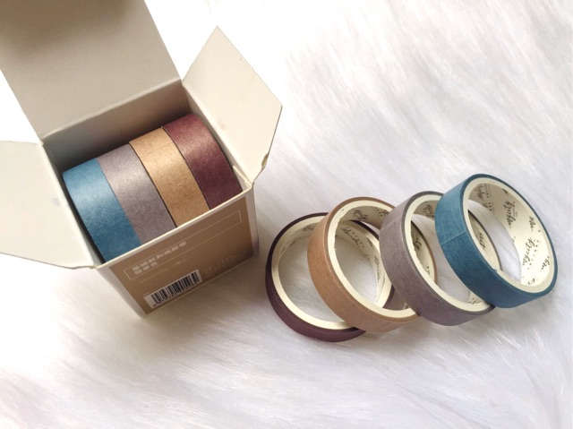 Hộp 4 cuộn Washi Tape - Băng Keo Giấy Dán Trang Trí Sổ