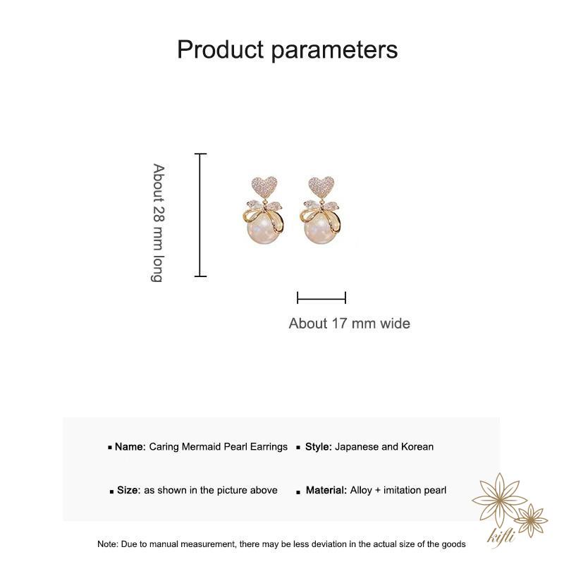 Bông Tai Hình Trái Tim Đính Đá Zircon Và Ngọc Trai Sang Trọng