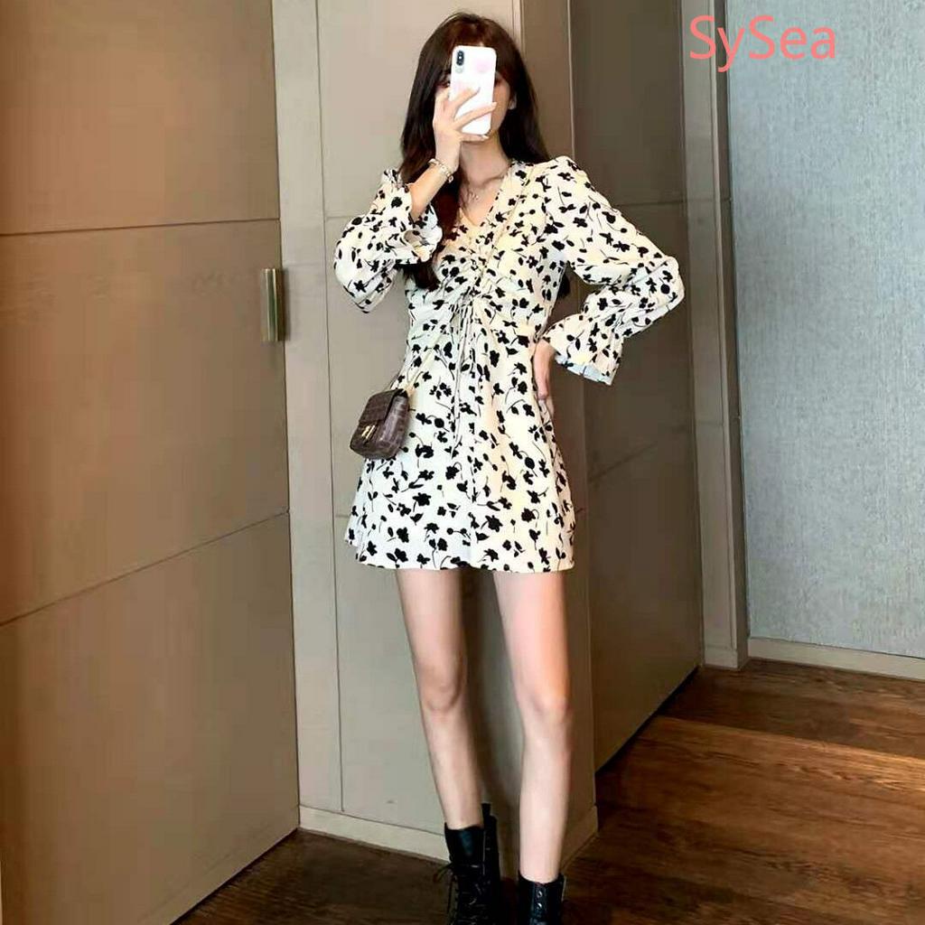 Đầm Nữ Tay Dài Rút Dây Thời Trang Xinh Xắn