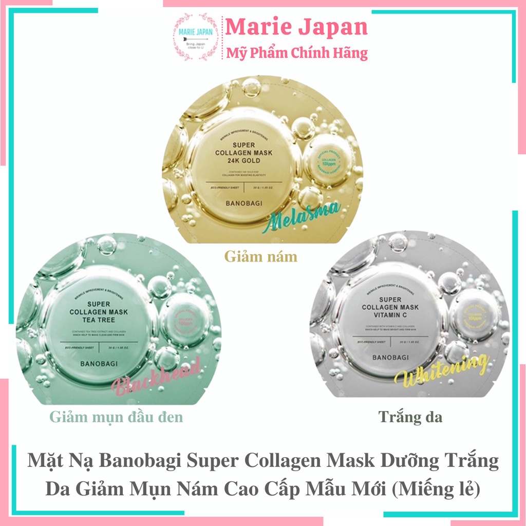 Mặt Nạ Banobagi Super Collagen Mask Dưỡng Trắng Da Giảm Mụn Nám Cao Cấp Mẫu Mới (Miếng lẻ)