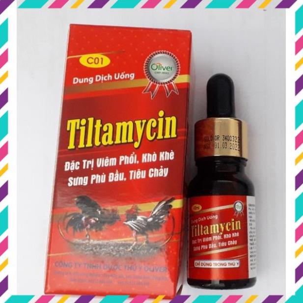 Thú Y. Tiltamycin 10ml. Viêm phổi, khò khè, sưng phù đầu, tiêu chảy, tím mào gà đá, chim cảnh