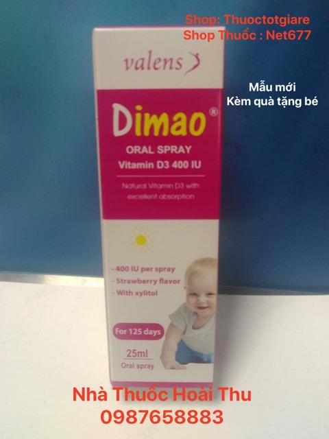 [Kèm quà tặng ] Dimao Vitamin D3 400 IU - Dạng xịt [ Chính Hãng]