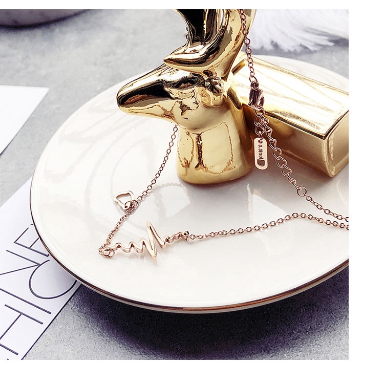 Vòng cổ Thép Titan Mặt Nhịp Tim Phong Cách Hàn Quốc