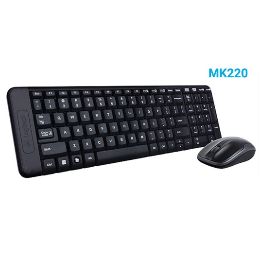 Combo bộ Phím Chuột Logitech MK220 không dây cho Máy tính Laptop, Chống nước nhẹ, Nhỏ gọn bảo hành 3 năm chính hãng