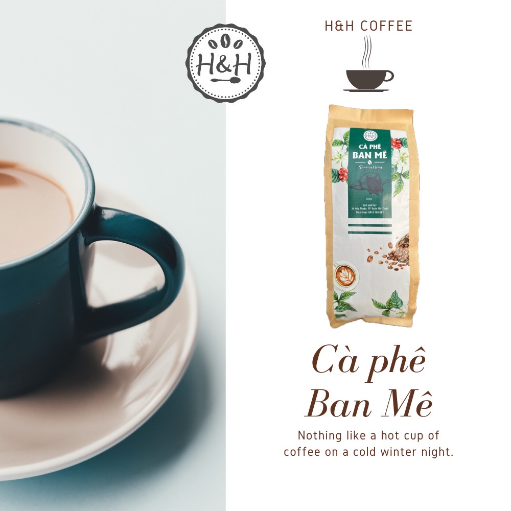 [SALE CỰC SỐC- 1 KG 2 BICH] CÀ PHÊ RANG XAY NGUYÊN CHẤT THƯỢNG HẠNG BAN MÊ H&H- CHO NGÀY MỚI TRÀN ĐẦY NĂNG LƯỢNG