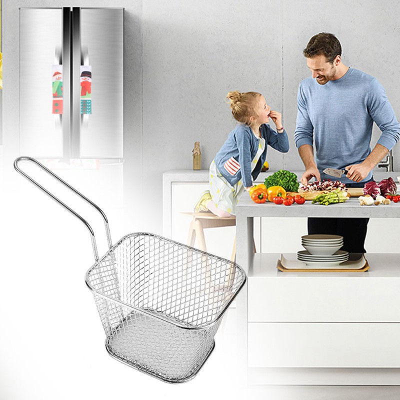 Rổ Inox Hình Chữ Nhật Chiên Khoai Tây Chiên Chuyên Nghiệp