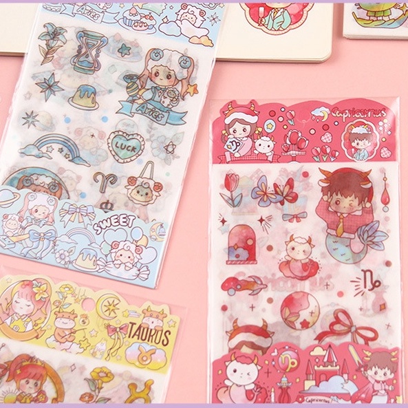 Bộ 4 Tấm sticker trang trí thiệp, đồ dùng cá nhân chủ đề hoạt hình cực dễ thương SR021