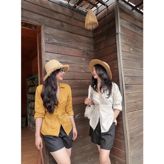 ÁO SƠ MI XOẮN EO NƠ SAU LI-EN 2 màu