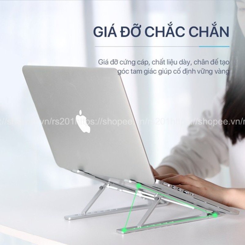 Giá đỡ LAPTOP, MACBOOK, IPAD bằng nhôm có thể điều chỉnh được độ cao, đế tản nhiệt laptop, đế kê laptop nhôm