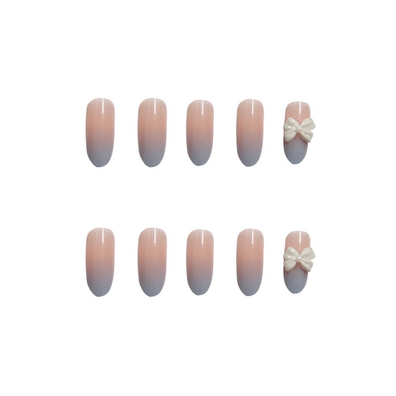 [Hàng mới về]Bộ 24 móng giả đính charm nơ xinh xắn