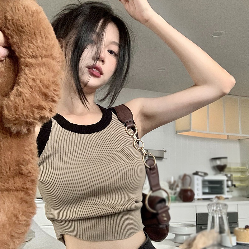 Áo Len Cardigan Màu Sắc Tương Phản Phong Cách Hàn Quốc Cổ Điển Dành Cho Nữ