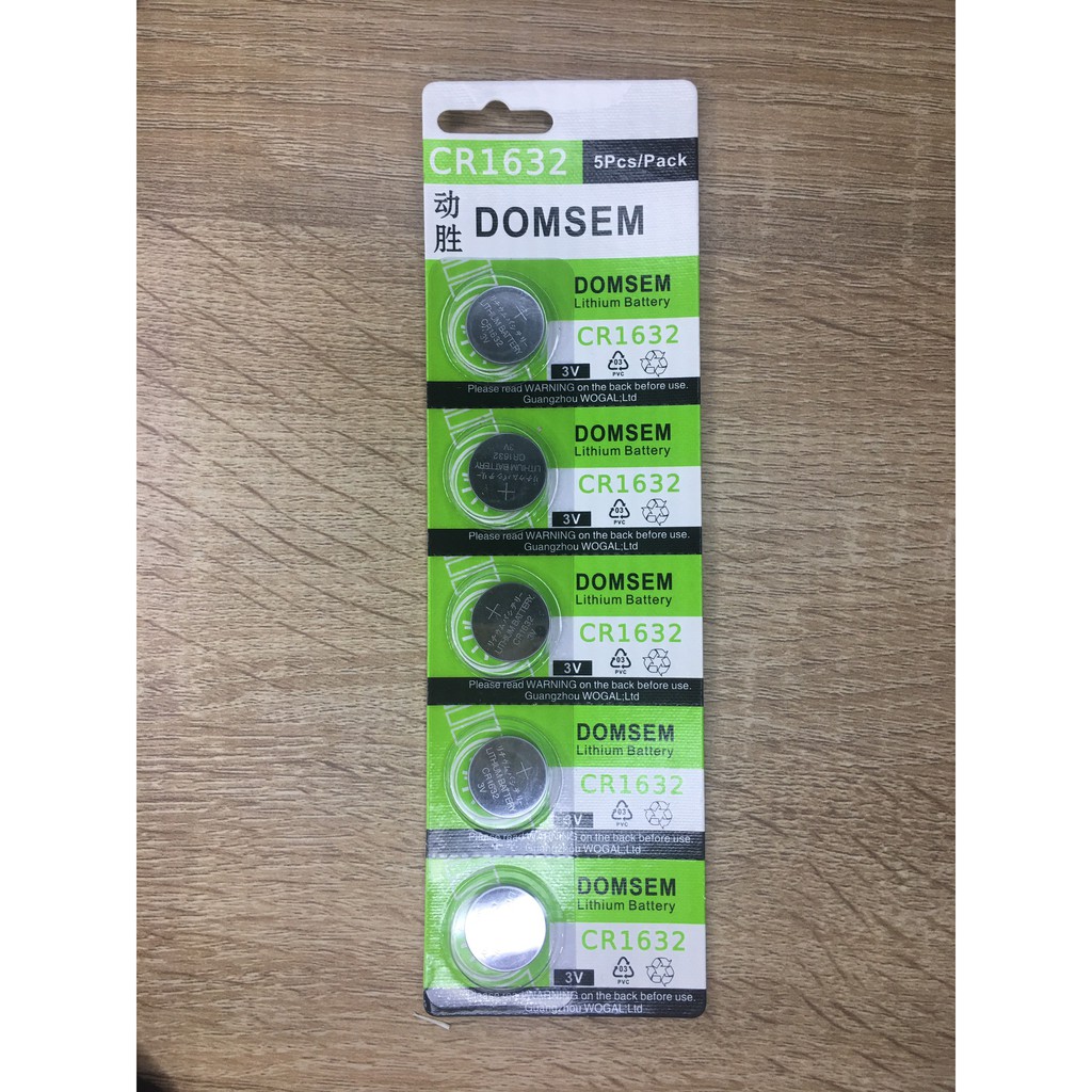 Vỉ 5 viên pin Domsem CR1632 1632 3V