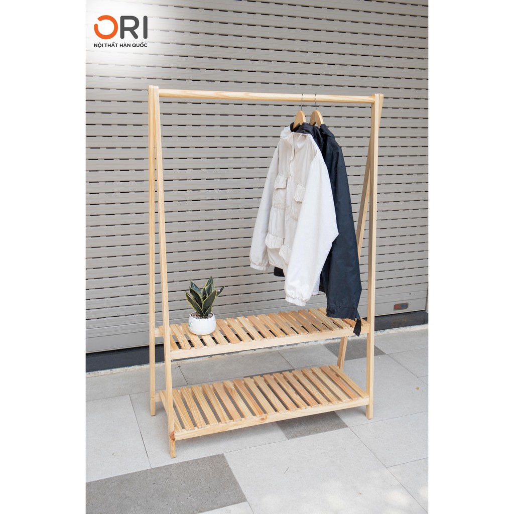 [ BIG SIZE 1 MÉT ] Giá Treo Quần Áo Chữ A 2 Tầng Lắp Ráp Ngang 1M - AHANGER 2F NATURAL SIZE L - ORI NỘI THẤT HÀN QUỐC