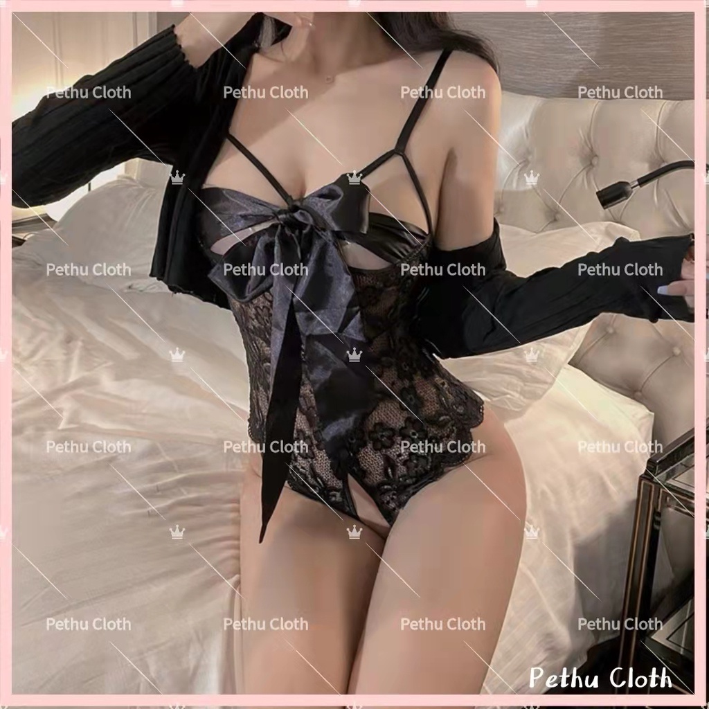 （Q1,HCM）Đồ Ngủ Sexy ren nữ Bodysuit yếm dập ly chất liệu mềm mịn mát kèm quần ren gợi cảm--008
