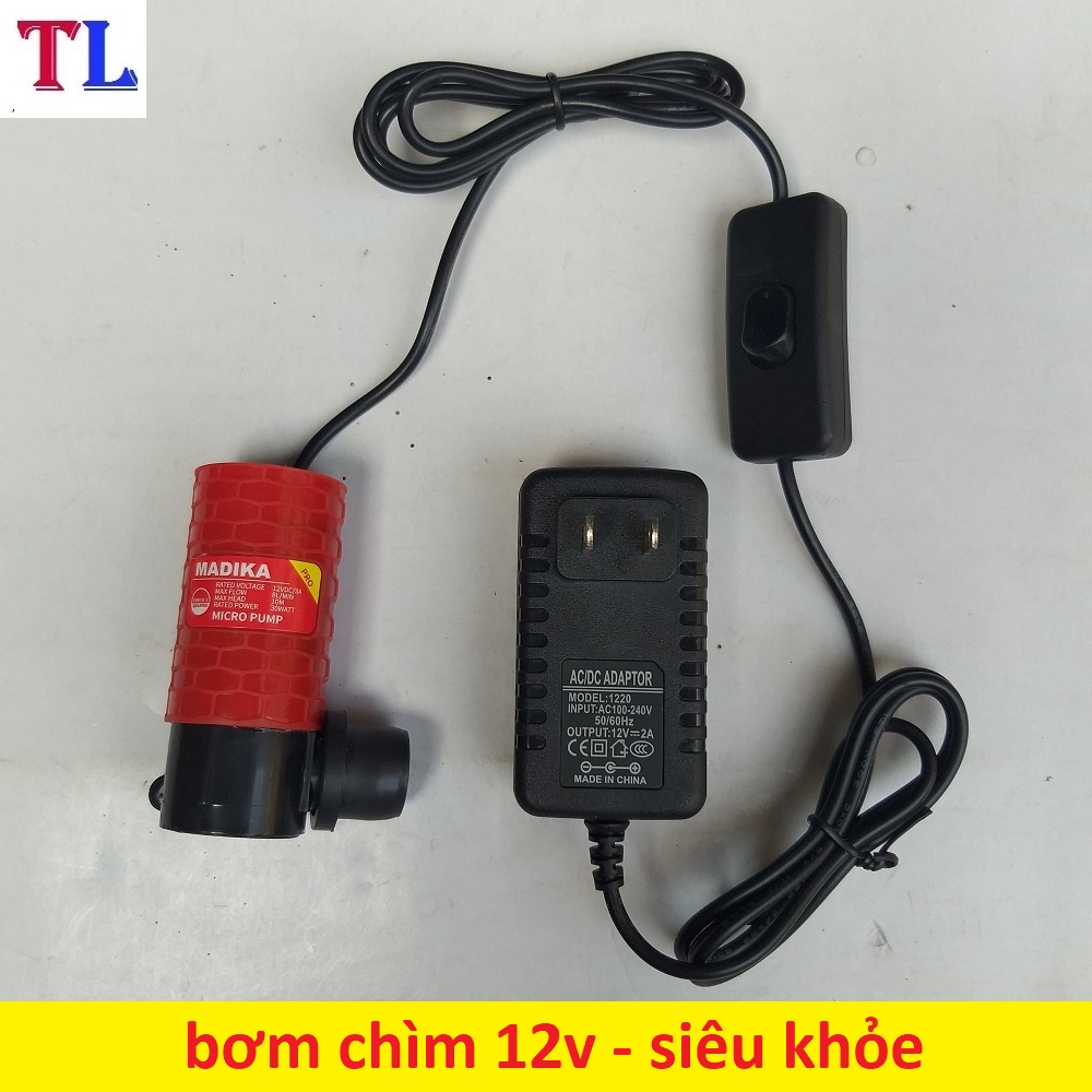 Bơm chìm mini 12V - 30W ❤️FREESHIP❤️ máy Bơm nước cắt rãnh tường