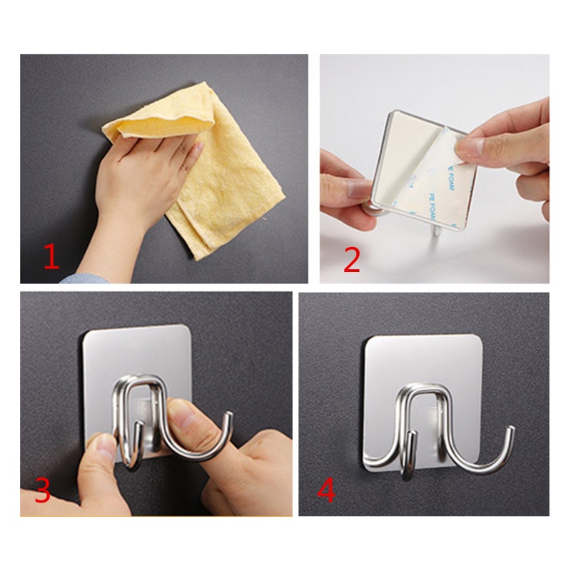 Móc Inox 304 Dán Tường Tự Dính Chống Thấm Nước Tiện Dụng Cho Nhà Bếp / Phòng Tắm