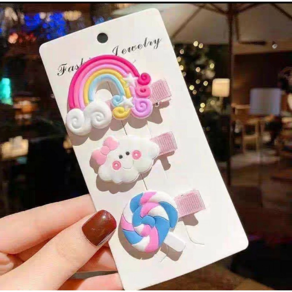 Set 3 kẹp tóc siêu xinh, kẹp tóc cho bé Mã CAP02