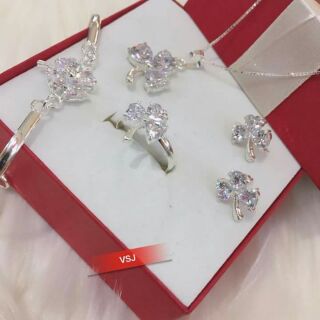 Bộ trang sức bạc ta cỏ 3 lá .