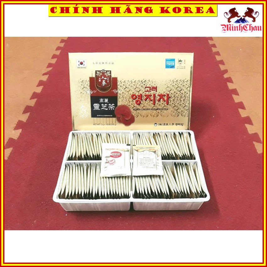 Trà Linh Chi Hàn Quốc Lingshi Cao Cấp, Hộp 100 gói - minhchau