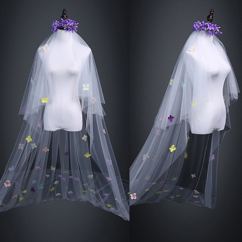 Mạng Che Mặt Vải Tuyn 1 Lớp Không Cắt 4 Màu Sắc Dành Cho Cô Dâu