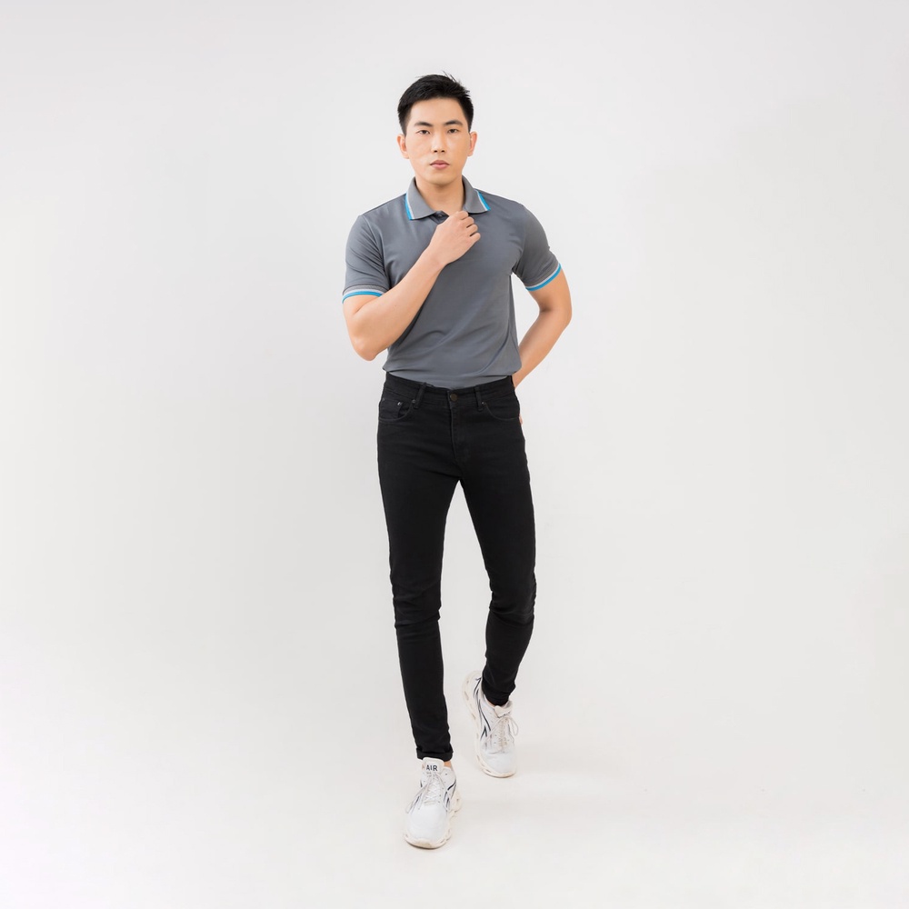 Áo thun polo nam trơn chất vải cá sấu form rộng màu xám, áo phông có cổ unisex