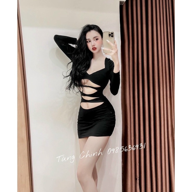 ĐẦM BODY TAY DÀI CUT OUT 3 TẦNG 💋