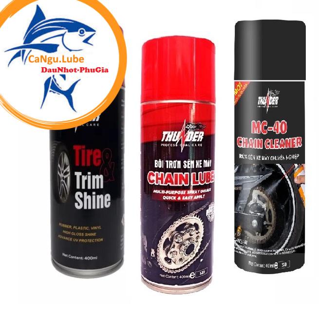 [Combo 3 chai thunder] Vệ Sinh Sên + Dưỡng Sên + Dưỡng nhựa nhám, đánh bóng lốp, dung dịch vệ sinh sên và bôi trơn sên