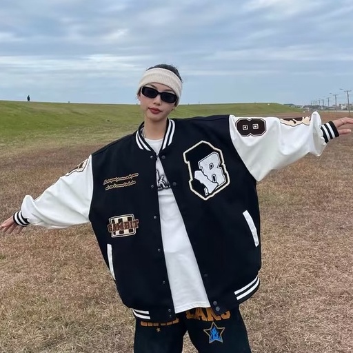 Áo khoác nam bóng chày thêu hình dáng rộng phong cách cổ điển thời trang đường phố cho nữ bigsize unisex áo khoác bóng chày