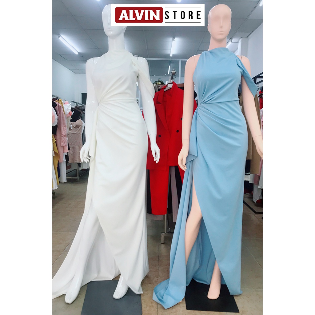 Đầm Dạ Hội Lệch Vai Sát Nách Nhúng Eo Xẻ Dùi Sang Trọng Alvin Store 0932